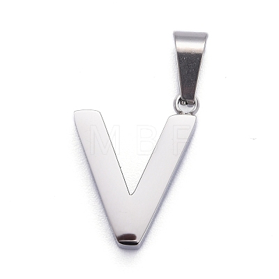 Non-Tarnish 304 Stainless Steel Letter Pendants STAS-H127-V-P-1