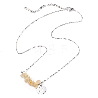 Natural Citrine Chip & Constellation Pendant Necklaces NJEW-JN05084-03-1