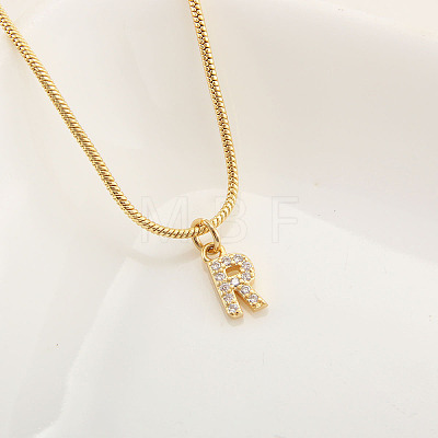 Brass Micro Pave Clear Cubic Zirconia Pendant Initial Necklaces FS-WGC46E8-18-1