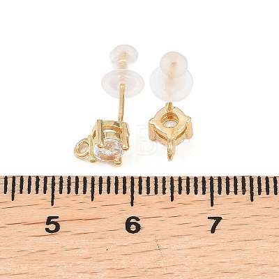 Brass Clear Cubic Zirconia Stud Earring Findings LS-EJEW-A155-03A-G-1