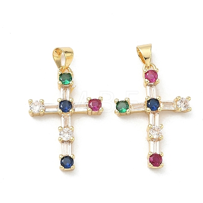 Brass Micro Pave Cubic Zirconia Pendants KK-P350-25G-01-1