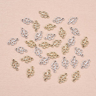 60 Pieces Four Leaf Clover Connector Charm Alloy Lucky Clover Charm Pendant with Jump Ring for Jewelry Necklace Bracelet Earring Making Crafts JX338A-1