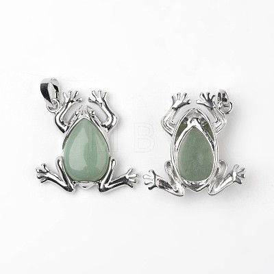 Frog Natural Green Aventurine Pendants G-L455-B02-1