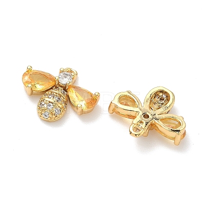 Brass Micro Pave Cubic Zirconia Bee Charms KK-A281-23G-02-1