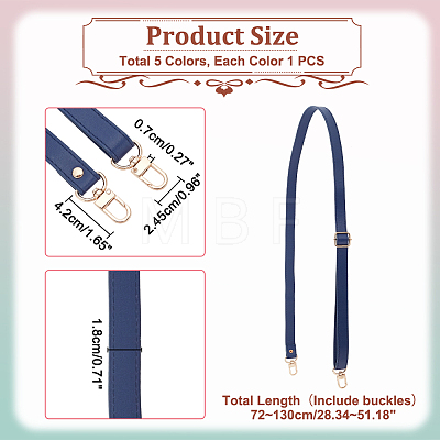 WADORN 5Pcs 5 Colors PU Imitation Leather Adjustable Bag Straps FIND-WR0009-78A-1