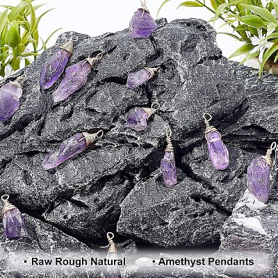 30Pcs Raw Rough Natural Amethyst Pendants FIND-FH0004-86-1