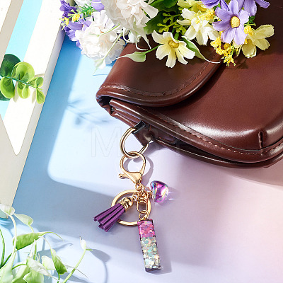 Alloy Resin Heart Keychains KEYC-TADJ0002-01G-I-1