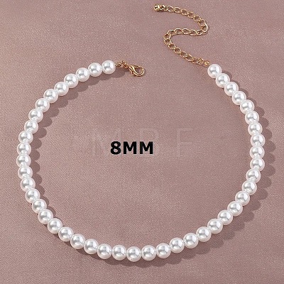 Plastic Imitation Pearl Round Beaded Necklaces for Women WGF0340-12-1