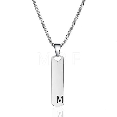 304 Stainless Steel Rectangle with Letter Pendant Box Chain Necklaces FS-WGD7C78-13-1
