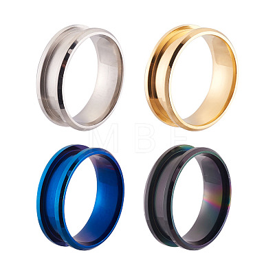 Stainless Steel Grooved Finger Ring Settings MAK-TA0001-05-1