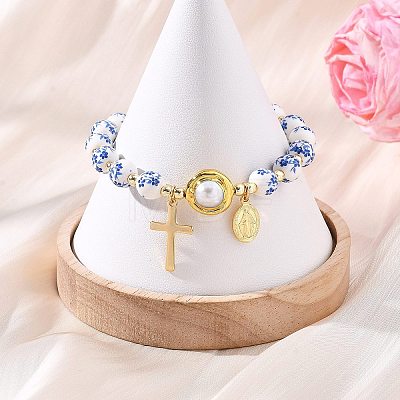 201 Stainless Steel & Brass Charm Bracelets BJEW-JB13966-1