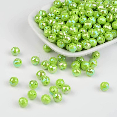 Faceted Colorful Eco-Friendly Poly Styrene Acrylic Round Beads SACR-K001-6mm-46-1