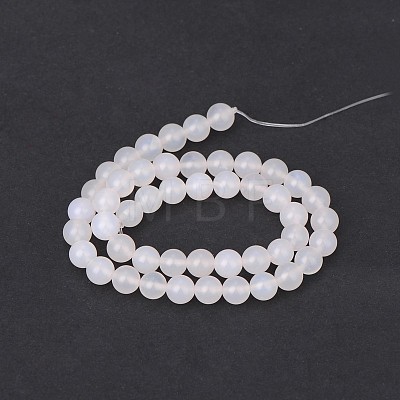 Natural White Agate Round Beads Strands G-N0151-10-8mm-1