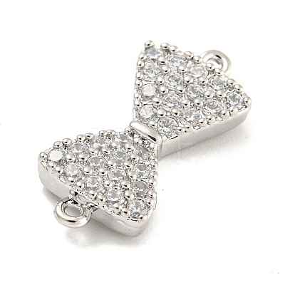 Brass Micro Pave Clear Cubic Zirconia Connector Charms KK-P275-36B-P-1