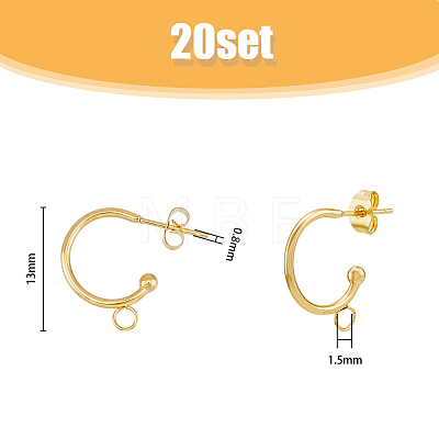 ® 20Pcs 304 Stainless Steel Stud Earrings FIND-HY0001-62-1