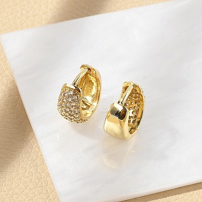 Brass Micro Pave Clear Cubic Zirconia Hoop Earrings EJEW-M077-20G-1