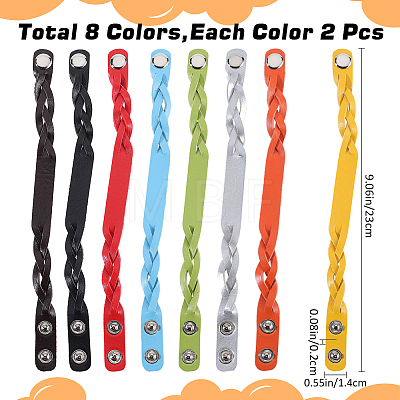 Gorgecraft 16Pcs 8 Colors Imitation Leather Cord Bracelets Set with Snap Clasps BJEW-GF0001-19-1