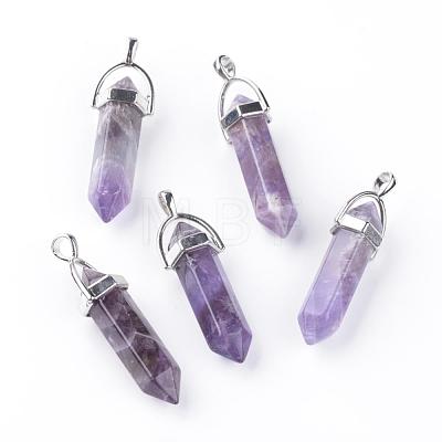 Natural Amethyst Double Terminated Pointed Pendants G-S240-10-1
