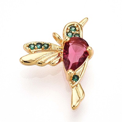 Brass Micro Pave Cubic Zirconia Charms KK-N261-11G-1