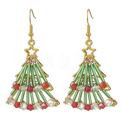 Christmas Glass & Alloy Dangle Earrings EJEW-JE07527-1