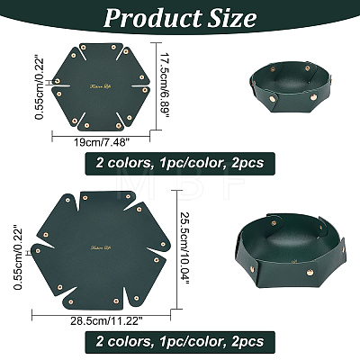 4Pcs 4 Style PVC Imitation Leather Storage Trays DJEW-FH0001-11-1