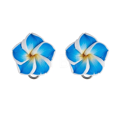 Handmade Polymer Clay Plumeria Stud Earrings EJEW-JE06438-1