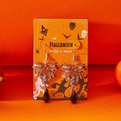 Bat Alloy Glass Dangle Earrings FS-WG196FB-02-1