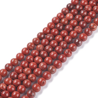 Natural Red Jasper Beads Strands G-E375-6mm-03-1