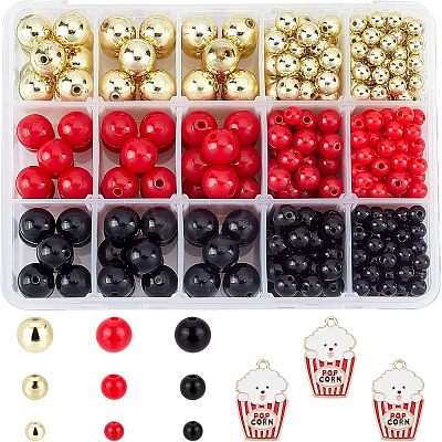 SUPERFINDINGS 504Pcs 10Style Round Opaque Acrylic Beads SACR-FH0001-04-1