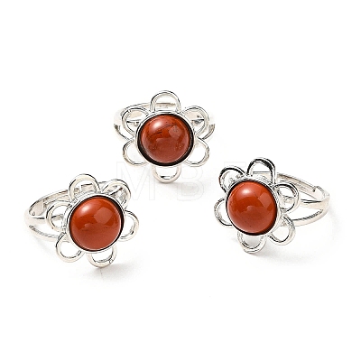 Natural Red Jasper Adjustable Rings RJEW-P043-01P-15-1