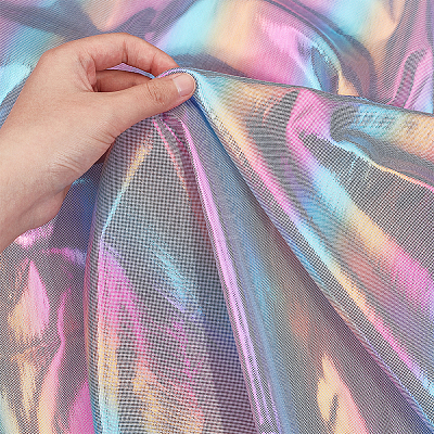 Colorful Stripe Polyester Bronzing Fabric DIY-WH0028-05-1