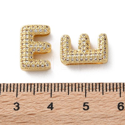 Rack Plating Brass Micro Pave Cubic Zirconia Slide Charms KK-C084-34G-E-1