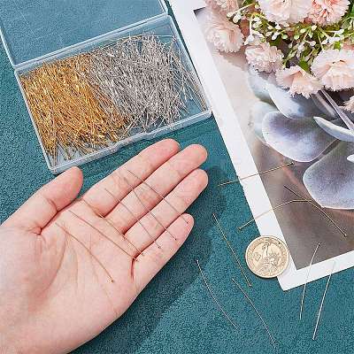 500Pcs 2 Colors Brass Ball Head Pins KK-SC0005-34-1