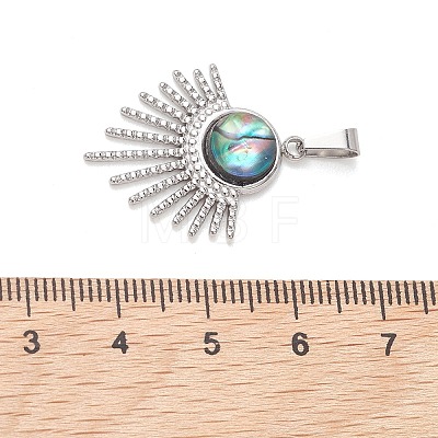 Natural Paua Shell Pendants PALLOY-JF05227-02-1