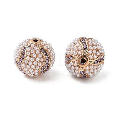 Golden Plated Alloy Rhinestone Beads FIND-E046-13G-02-1