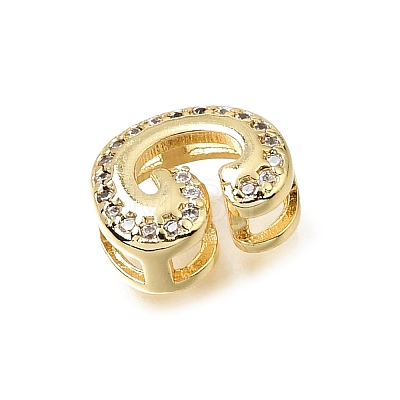 Brass Micro Pave Clear Cubic Zirconia Initial Spacer Bars KK-E802-34G-G-1