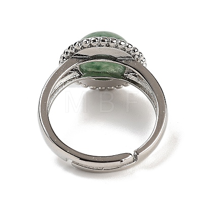 Natural Green Aventurine Round Adjustable Rings RJEW-K271-02P-05-1