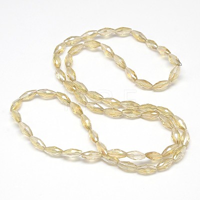 Electroplate Crystal Glass Rice Beads Strands EGLA-F042-A08-1