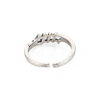 Stripe Hollow Open Cuff Ring RJEW-S038-204-1