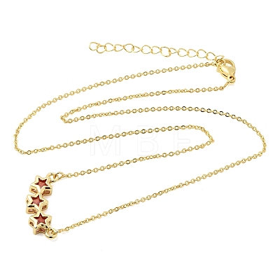Brass Glass Triple Star Pendant Necklaces KK-CBAB173-03G-08-1