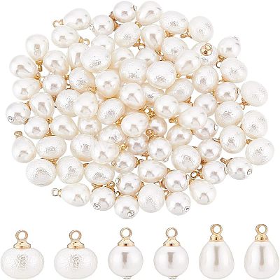 90Pcs 3 Style  ABS Plastic Imitation Pearl Charms KK-FH0004-16-1