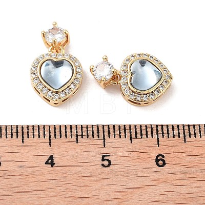 Brass Clear Cubic Zirconia Pendants KK-B102-05G-03-1