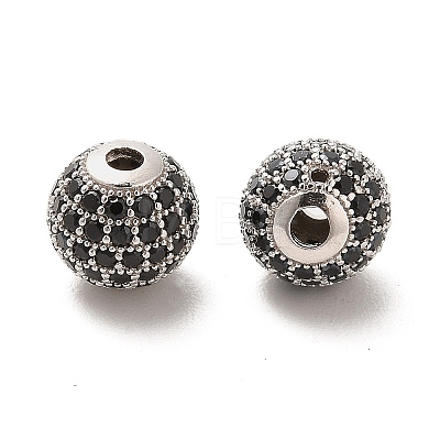 Rhodium Plated 925 Sterling Silver Micro Pave Cubic Zirconia Beads STER-H110-24C-04P-1