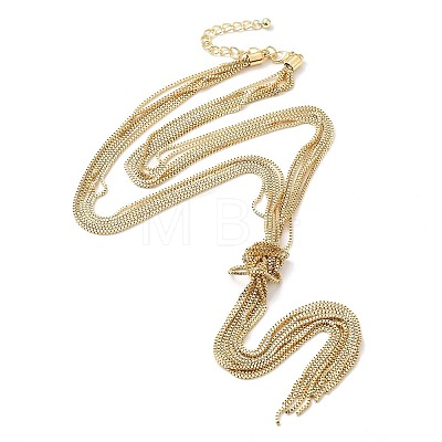 Brass Box Chains Lariat Necklace NJEW-P289-09G-1