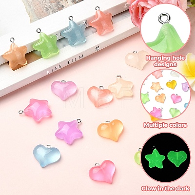 15Pcs 15 Styles Luminous Transparent Resin Pendants RESI-YW0001-79-1