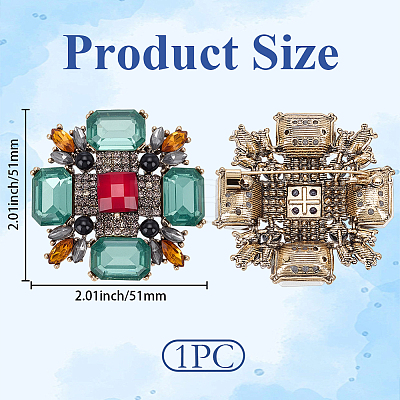 1Pc Tibetan Style Alloy Rhinestone Brooches JEWB-SP0001-16A-1