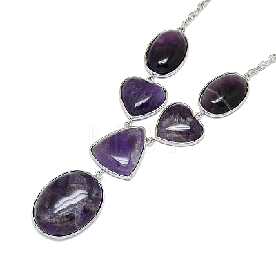 Natural Amethyst Necklaces NJEW-C049-01A-P-1