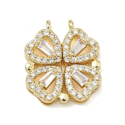 Saint Patrick's Day Brass Micro Pave Clear Cubic Zirconia Deployable Pendants KK-A293-27B-G-1