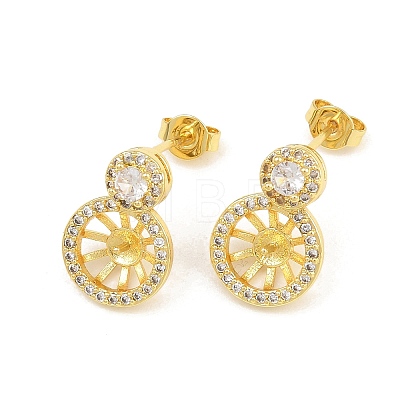 Brass Micro Pave Cubic Zirconia Stud Earring Findings CU-CBAA5EE-02G-1