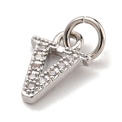 Initial Letter Brass with Cubic Zirconia Charms KK-Q814-26V-P-1